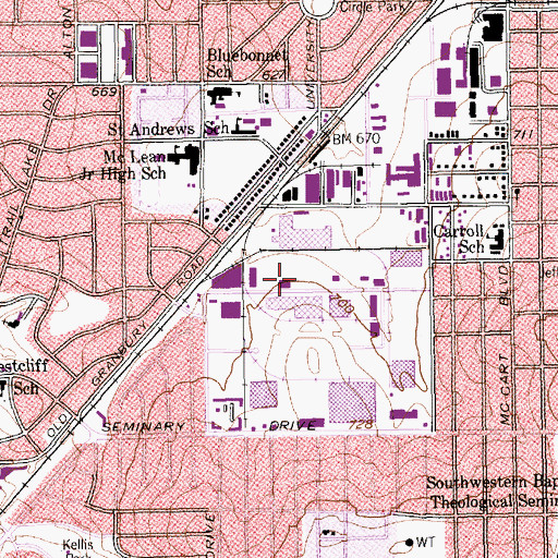 Topographic Map of Fort Worth Police Department South Division, TX