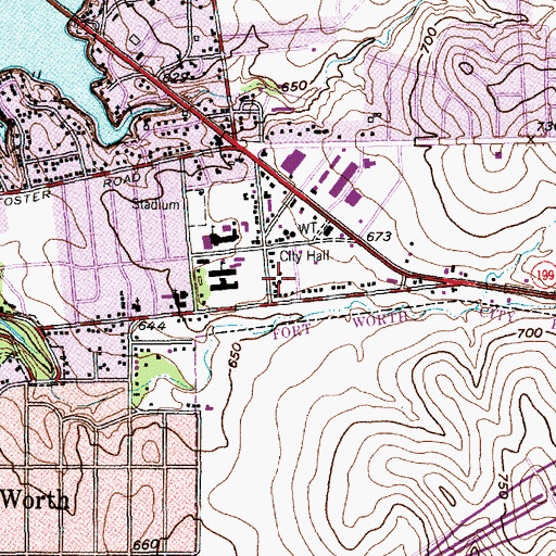 Topographic Map of Lake Worth Police Department, TX