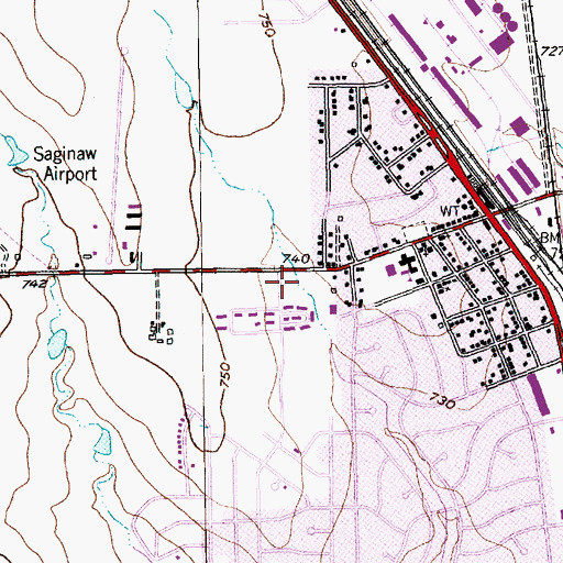 Topographic Map of Saginaw Police Department, TX