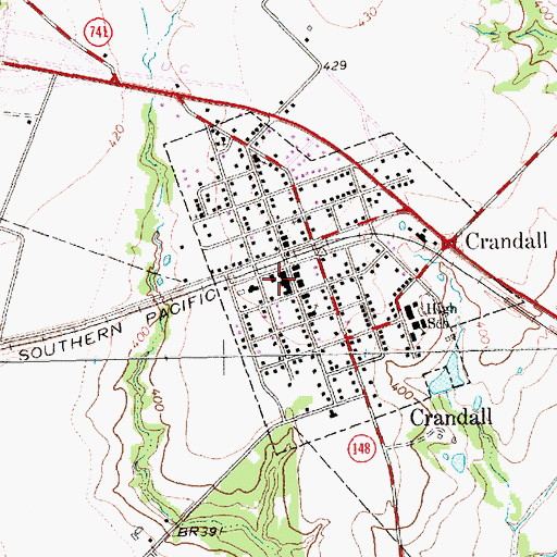 Topographic Map of Crandall Police Department, TX