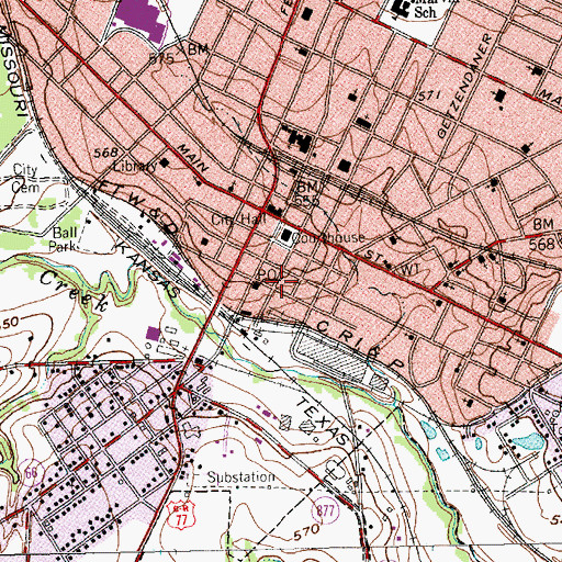 Topographic Map of Ellis County Sheriff's Department, TX