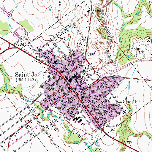 Topographic Map of Saint Jo Police Department, TX