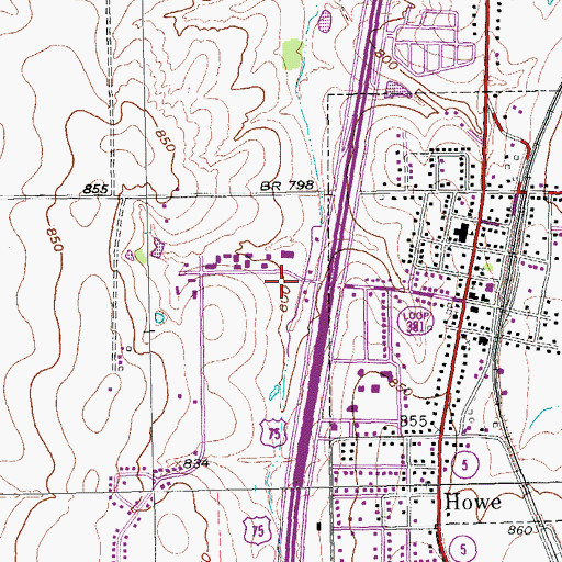 Topographic Map of Howe Police Department, TX
