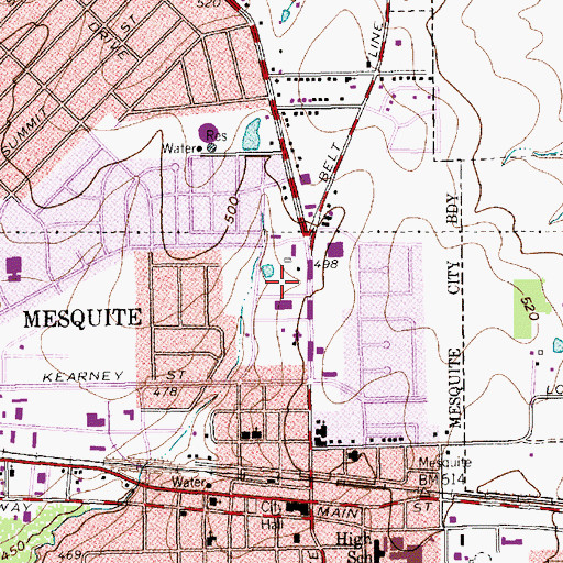 Topographic Map of Mesquite Police Department, TX