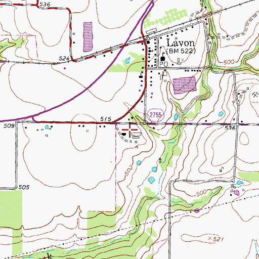 Topographic Map of Lavon Police Department, TX