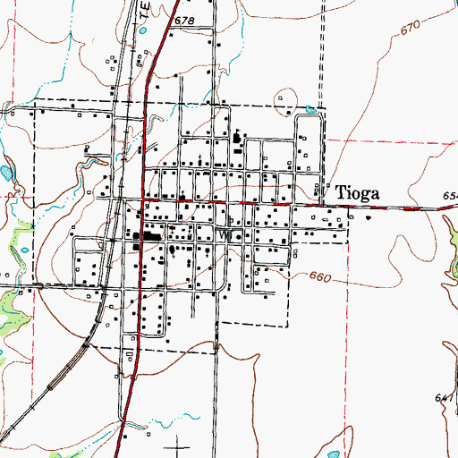 Topographic Map of Tioga Police Department, TX