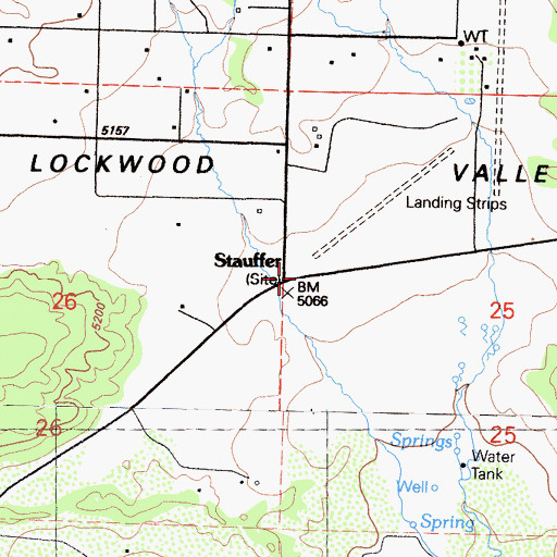 Topographic Map of Stauffer, CA
