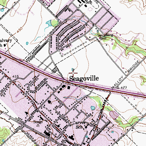 Topographic Map of Seagoville Police Department, TX