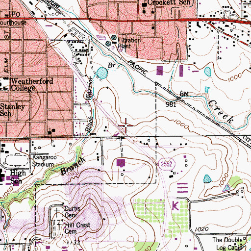 Topographic Map of Weatherford Police Department, TX