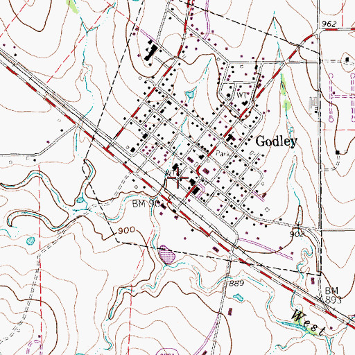 Topographic Map of Godley Police Department, TX