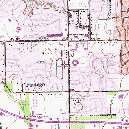 Topographic Map of Pantego Police Department, TX