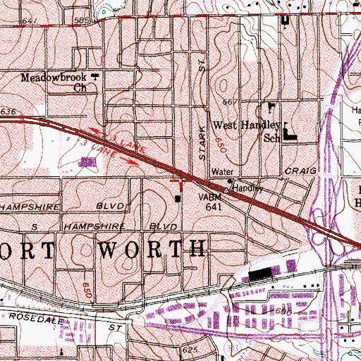 Topographic Map of Fort Worth Police Department East Division, TX