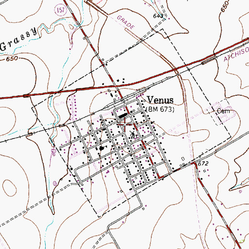 Topographic Map of Venus Police Department, TX
