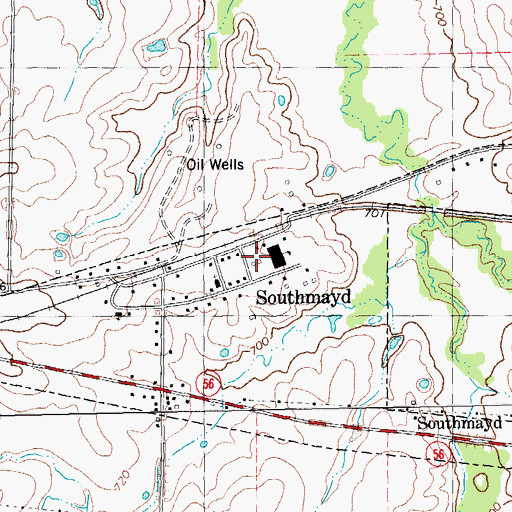 Topographic Map of Southmayd Police Department, TX