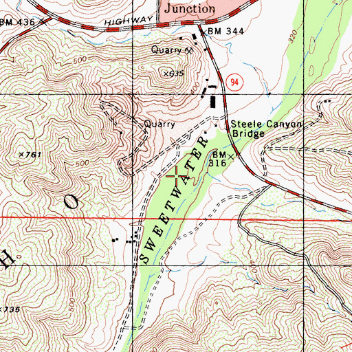 Topographic Map of Steele Canyon, CA