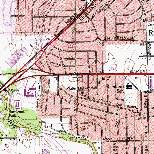 Topographic Map of Richland Hills Police Department, TX