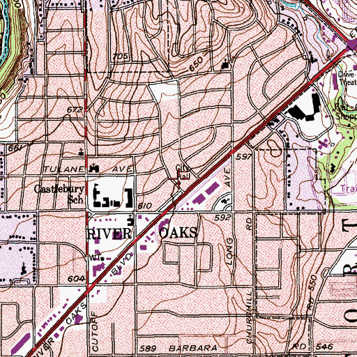 Topographic Map of River Oaks Police Department, TX