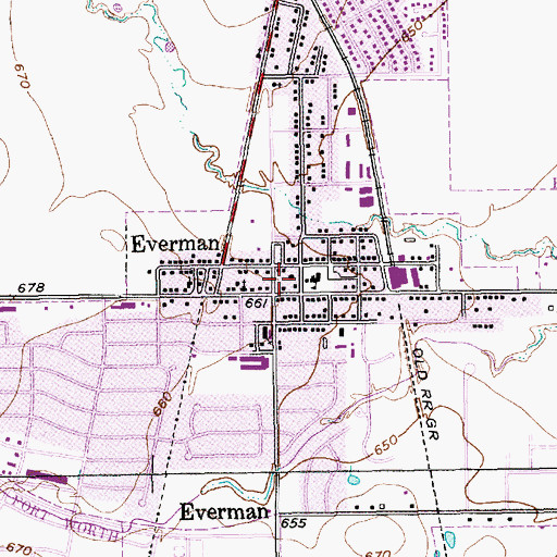 Topographic Map of Everman Police Department, TX