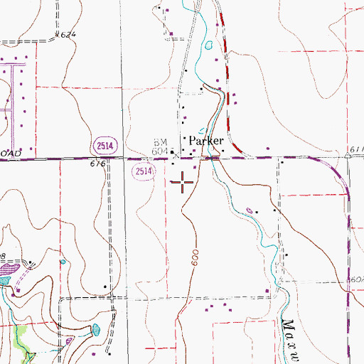 Topographic Map of Parker Police Department, TX