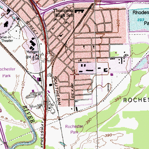 Topographic Map of Dallas Police Department Bexar Street Neighborhood Assistance Center, TX