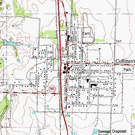 Topographic Map of Collinsville Police Department, TX