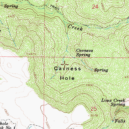 Topographic Map of Cavness Hole, AZ