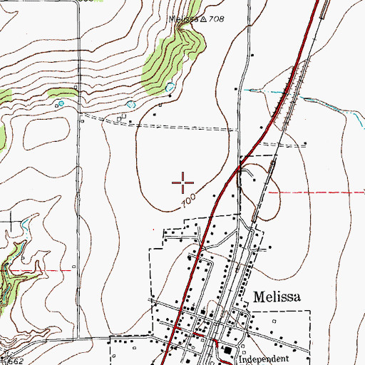 Topographic Map of Melissa Police Department, TX