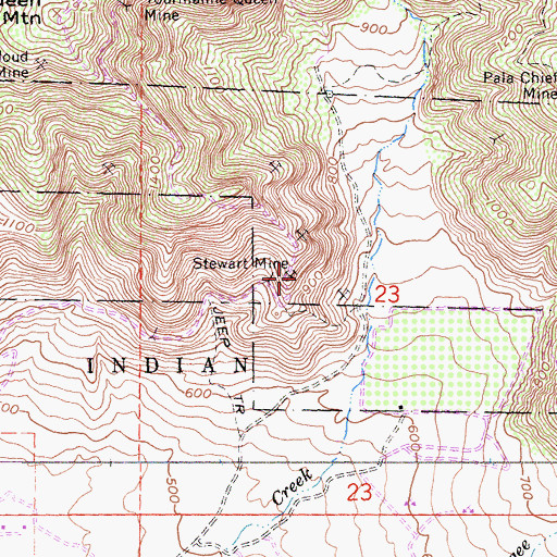 Topographic Map of Stewart Mine, CA