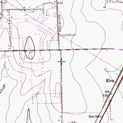 Topographic Map of Red Oak Police Department, TX