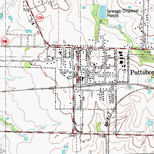 Topographic Map of Pottsboro Police Department, TX