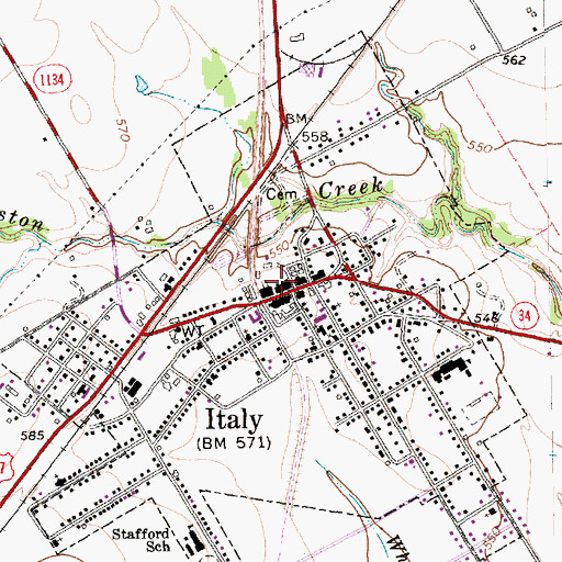 Topographic Map of Italy Police Department, TX