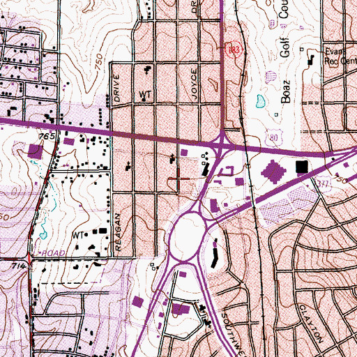 Topographic Map of Fort Worth Police Department West Division, TX