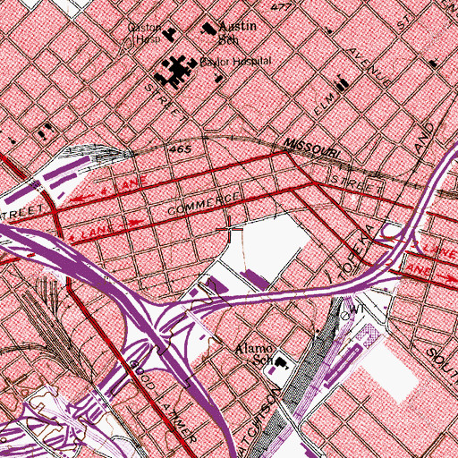 Topographic Map of Dallas Police Department - Central Division, TX