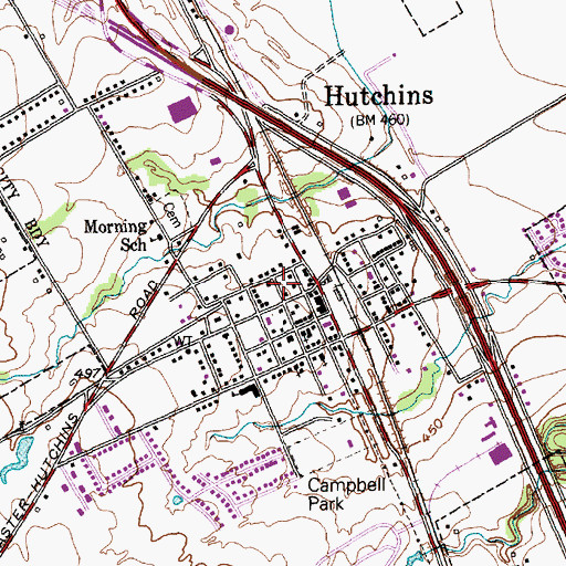 Topographic Map of Hutchins Police Department, TX
