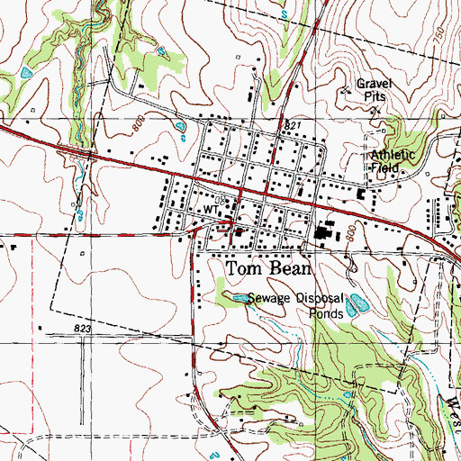Topographic Map of Tom Bean Police Department, TX