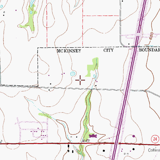 Topographic Map of McKinney Police Department, TX