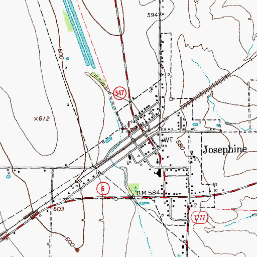 Topographic Map of Josephine Police Department, TX