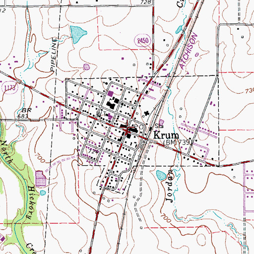 Topographic Map of Krum Police Department, TX