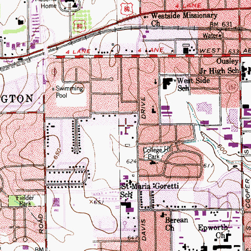 Topographic Map of University of Texas at Arlington Police Department, TX