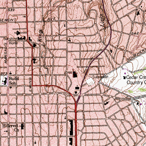 Topographic Map of Dallas Area Rapid Transit Authority Police Department, TX