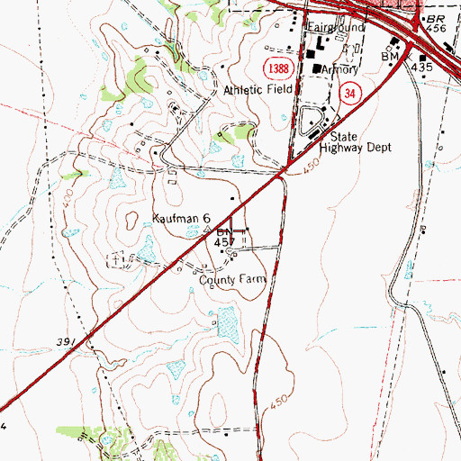 Topographic Map of Kaufman County Constable's Office Precinct 1, TX