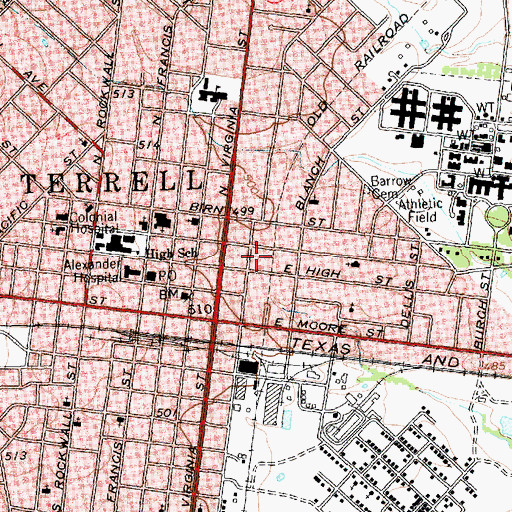 Topographic Map of Kaufman County Constable's Office Precinct 3, TX