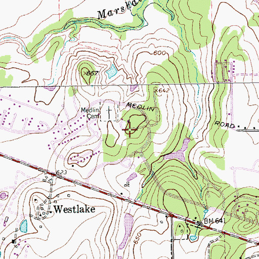 Topographic Map of Trophy Club Police Department, TX