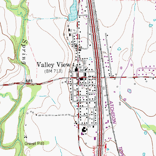 Topographic Map of Valley View Police Department, TX