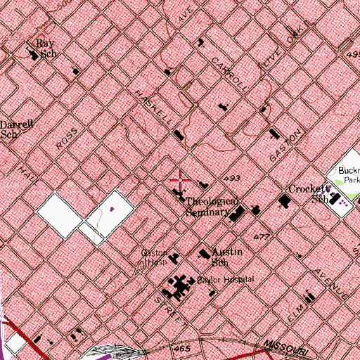 Topographic Map of Dallas Theological Seminary Police Department Kiosk, TX