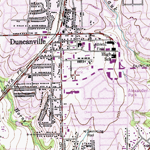 Topographic Map of Duncanville Marshal's Office, TX