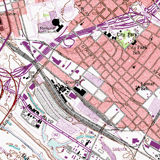 Topographic Map of Dallas Police Department - Jack Evans Police Headquarters, TX