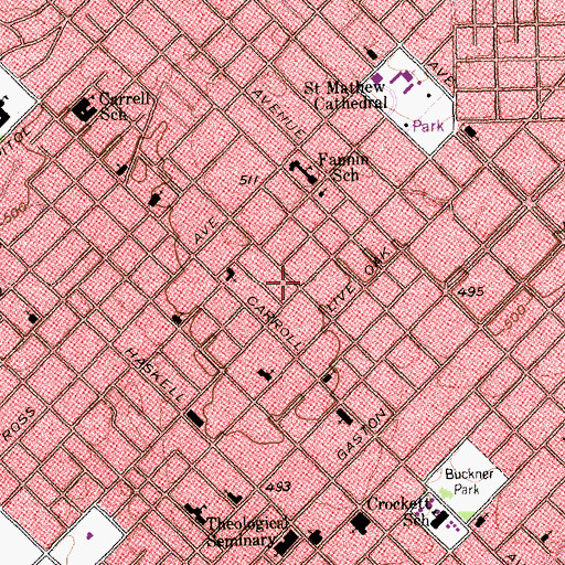 Topographic Map of Dallas Police Department East Dallas Neighborhood Assistance Center, TX