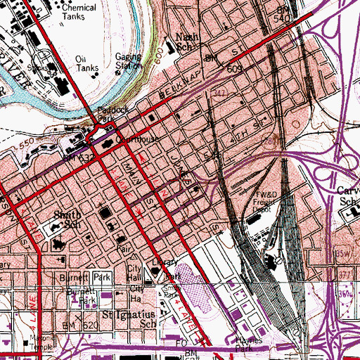 Topographic Map of Fort Worth Police Department Central Division, TX