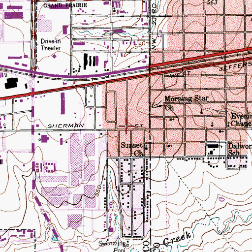 Topographic Map of Grand Prairie Police Department Southwest Community Police Center, TX